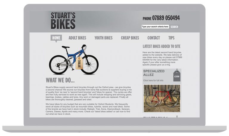 Windrush Group creates Stuart's Bikes brochure website