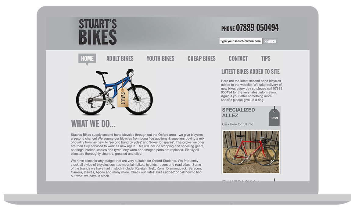 Stuart's Bikes brochure website Windrush Group